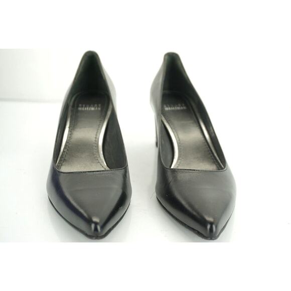 Stuart Weitzman Black Leather Classic Pointy Toe Heels Pumps SZ 8.5 Narrow $385 - Picture 8 of 12
